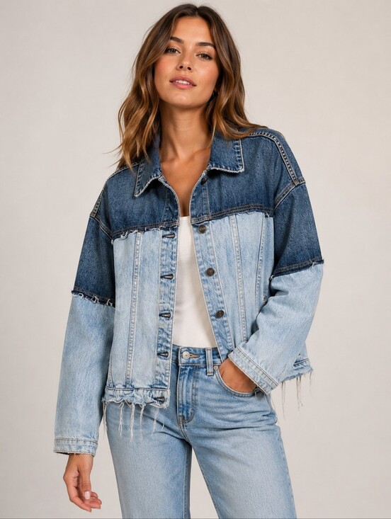 Hudson Jeans Jackets & Blazers - ❤️ HUDSON JEANS TWO-TONE OVERSIZED DISTRESSED DENIM JEAN JACKET, MEDIUM